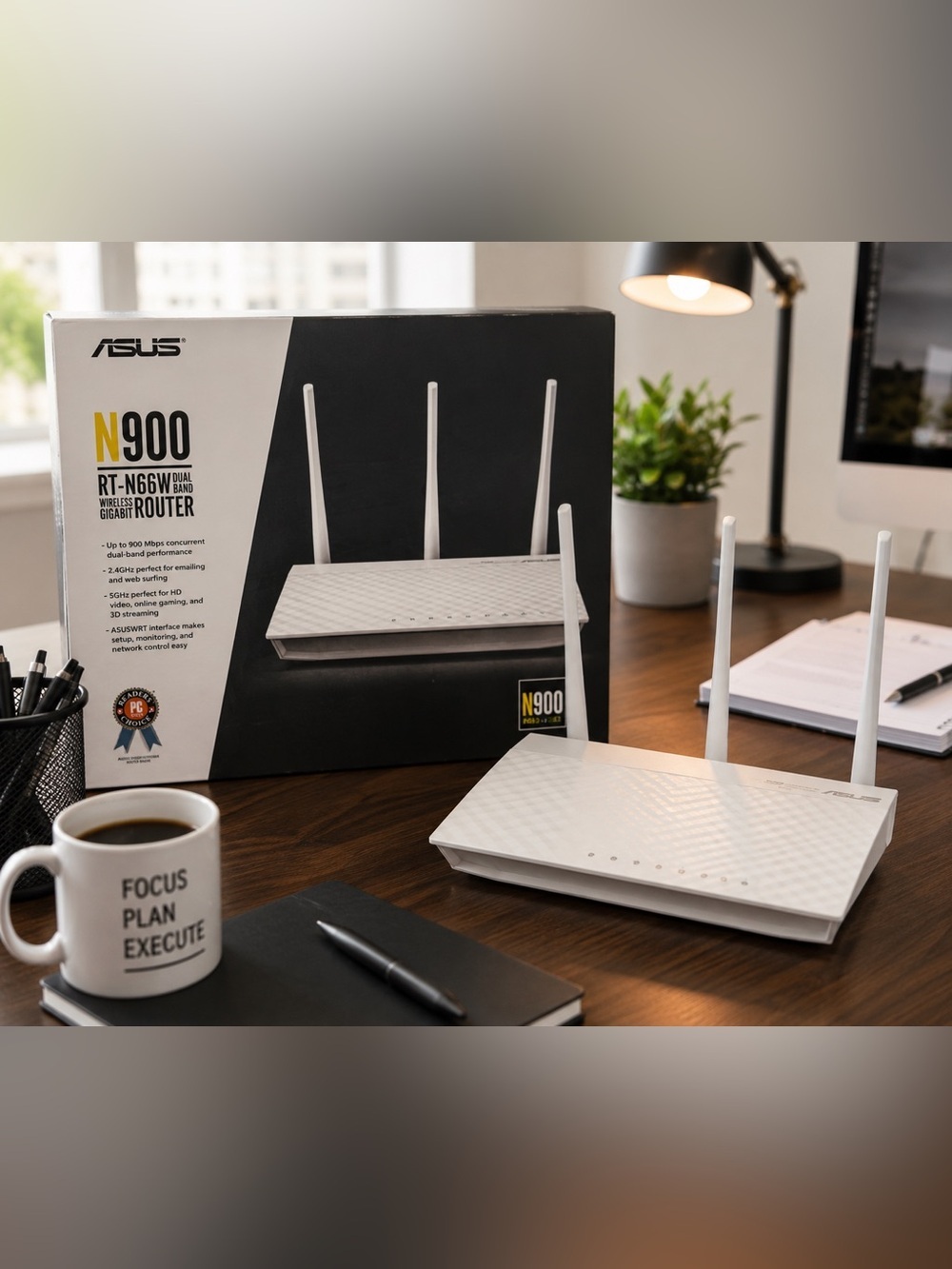 ASUS RT-N66W N900 Dual Band Router | Gigabit Wireless WiFi | 3 Antenna